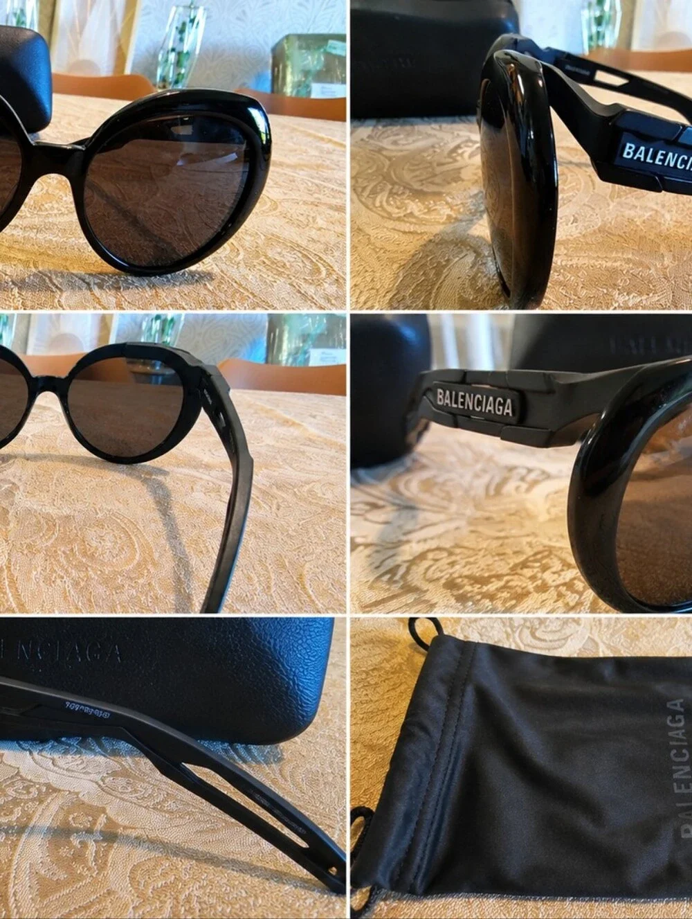 Balenciaga Black Round Oversized Sunglasses 100% Original